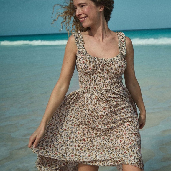 NWT Doen Emmaretta Cotton Smocked Midi Maxi Dress Jardin du Chateau Floral - Picture 2 of 16